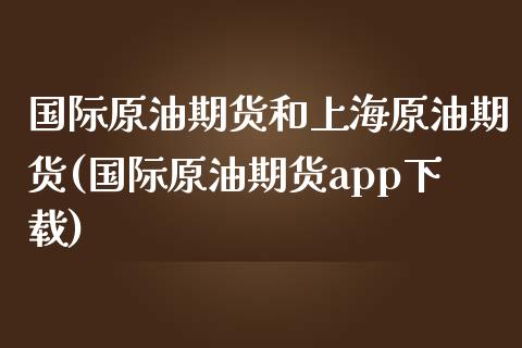 国际原油期货和上海原油期货(国际原油期货app下载)_https://www.liaoxian666.com_原油期货开户_第1张